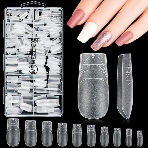 MELLIEX 360 Stück Künstlich Nageltips mit Hilfslinien, Vollständige Abdeckung Falsche Acryl Nägel Tips, Matt Nagelverlängerung Nagelspitzen Soft Gel Tips für Frauen Nail Art DIY von MELLIEX