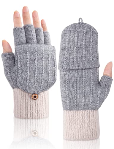 MELLIEX Fingerlose Winter Handschuhe - Warme Convertible Thermo Halbfinger Fäustlinge Mit Flip Touchscreen für Fotografie und Sport - für Damen und Herren von MELLIEX