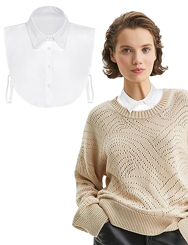 MELLIEX Frauen Kragen Abnehmbare, Elegant Blusenkragen Hälfte Shirt Bluse Krageneinsatz Damen, Weiß von MELLIEX