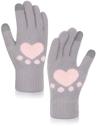 MELLIEX Elegante Damen Winter Handschuhe - Touchscreen Thermo Weiche Fäustlinge, Violett/Weiß von MELLIEX