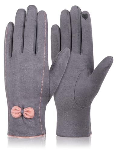 MELLIEX Handschuhe Damen Winter, Touchscreen Handschuh Elegante Wildleder Handschuhe Thermo Winddicht Winterhandschuhe für Frauen Dame von MELLIEX