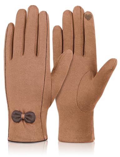 MELLIEX Handschuhe Damen Winter, Touchscreen Handschuh Elegante Wildleder Handschuhe Thermo Winddicht Winterhandschuhe für Frauen Dame von MELLIEX