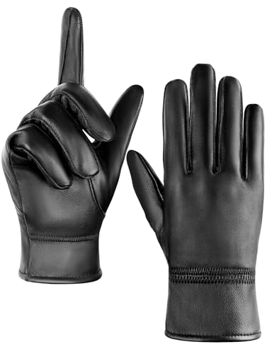 MELLIEX Lederhandschuhe Herren, Echtleder Handschuhe Touchscreen Dünne Ungefüttert Winddicht Leder Handschuhe Winter von MELLIEX