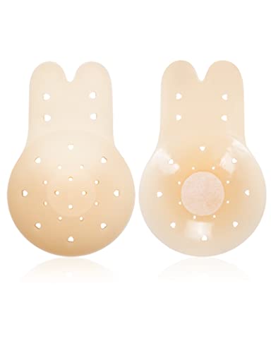 MELLIEX Nippelpads Silikon Damen Nipple Cover Trägerloser Klebe BH Push Up Selbstklebend BH Wiederverwendbare Waschbare Atmungsaktiv Nippelabdeckungen für Abendkleider-S von MELLIEX