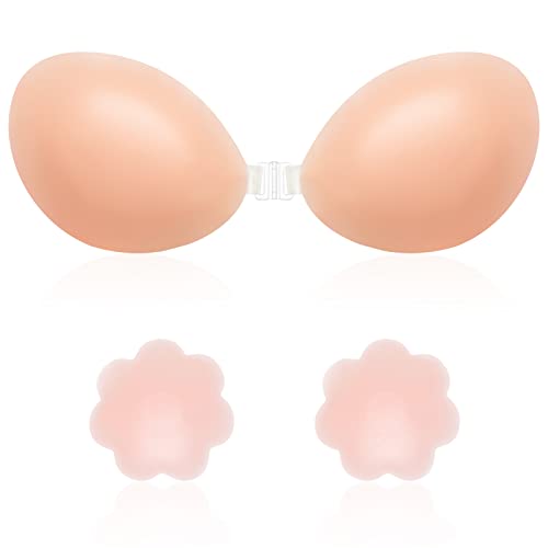 MELLIEX Silikon Klebe BH, Unsichtbare Push-up Trägerlos BH Wiederverwendbare Bra für Badeanzug Rückenfrei Kleid(D) von MELLIEX