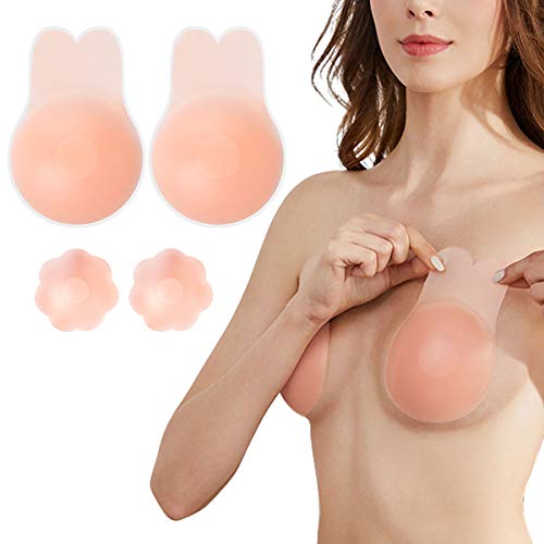 MELLIEX Silikon Klebe BH Push Up Selbstklebend Trägerloser BH Rückenfrei Unsichtbarer BH Nippel Cover Freedom Bra Nippelpads von MELLIEX
