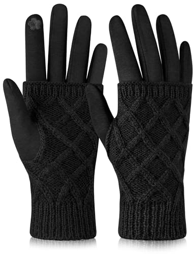 MELLIEX 2-in-1 Handschuhe Damen, Warme Touchscreen Handschuhe Mode Winterhandschuhe mit Abnehmbaren Strick Armstulpen von MELLIEX