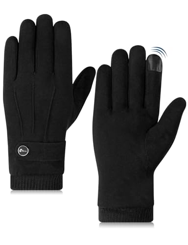 MELLIEX Winter Handschuhe Herren Polyester Warm Dick Vlies Winddicht Kälteschutz Thermal Fäustlinge Anti-Rutsch Winddicht Kälteschutz Thermal Fäustlinge Berührungssensitiver Bildschirm - Schwarz von MELLIEX