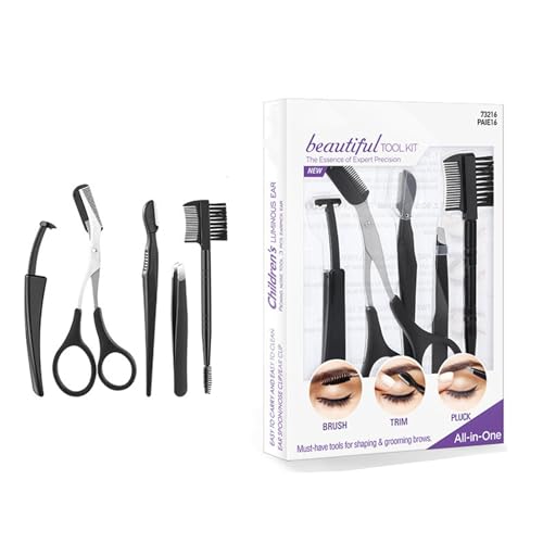 5-teiliges Augenbrauen-Set, Augenbrauenpinzetten-Set, Augenbrauen-Set mit Schere, 5-in-1 Augenbrauentrimmer, Augenbrauenschere inkl. Pinzette, Rasierer, Kamm, Trimmer für Frauen und Männer von MELLTONG