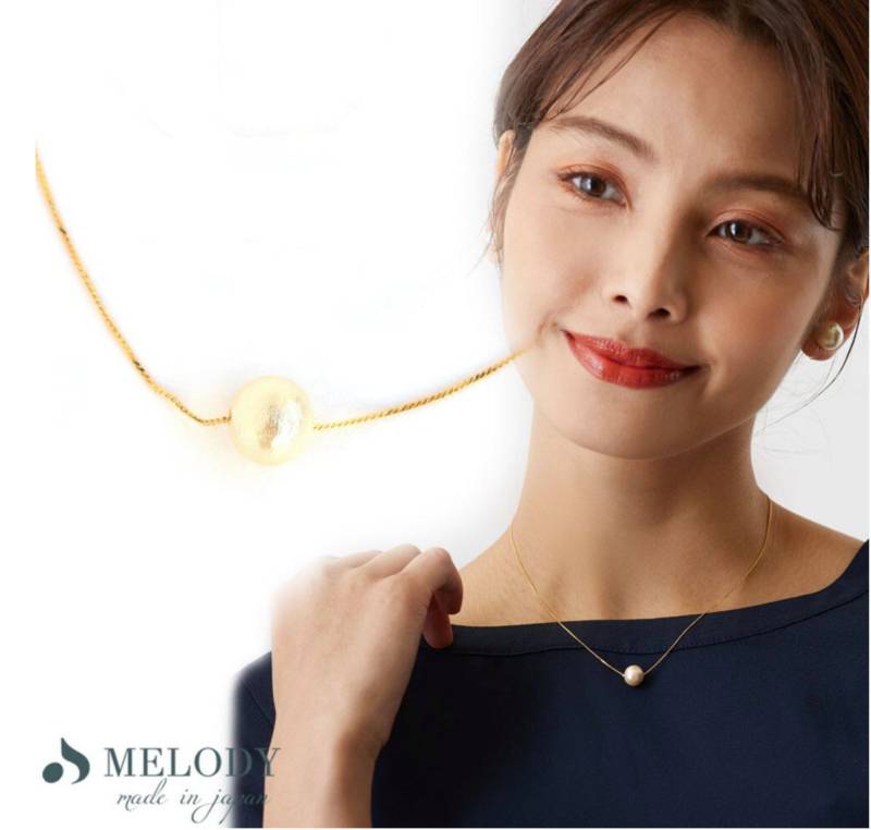 MELODY Accessory Perlenkette Goldkette,1 x Perlenkette, Schmuck, formelle Baumwolle Made in Japan von MELODY Accessory