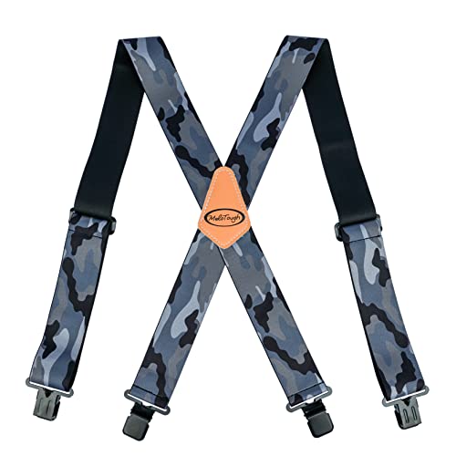 MELOTOUGH Herren-Hosenträger voll elastisch, 5,1 cm breit, X Rücken, robuste Arbeits-Hosenträger, Schwarz Camouflage, L von MELOTOUGH