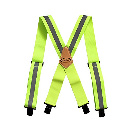 MELOTOUGH Unisex-Erwachsene Hochsichtbare Gut sichtbare Hosenträger, Reflektierendes Limettengrün, X Back von MELOTOUGH