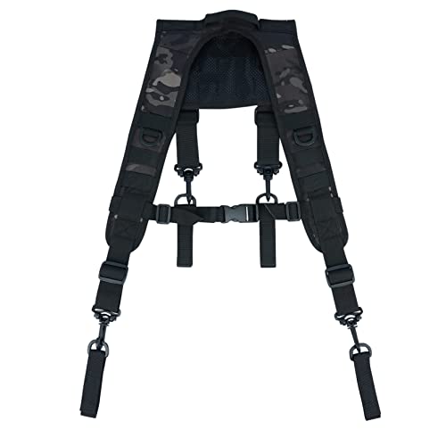 MELOTOUGH Taktischer Outdoor-H-Harness Duty Gürtel Hosenträger (Kampfgürtel nicht im Lieferumfang enthalten), Schwarz Camouflage, L von MELOTOUGH