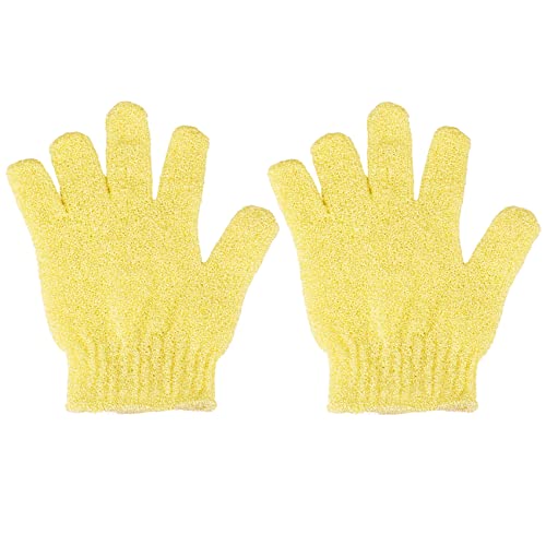 2 Stück Duschhandschuhe, Peeling-Handschuhe, Peeling-Handschuh, Peeling-Körperpeeling, Luffa-Badehandschuhe für Männer, Frauen (gelb) von MELTU