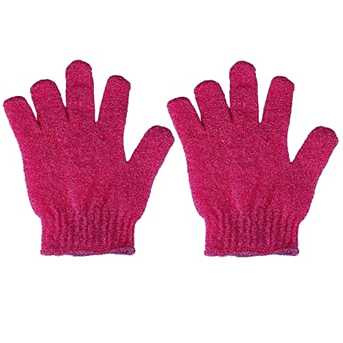 2 Stück Duschhandschuhe, Peeling-Handschuhe, Peeling-Handschuh, Peeling-Körperpeeling, Luffa-Badehandschuhe für Männer, Frauen (rot) von MELTU