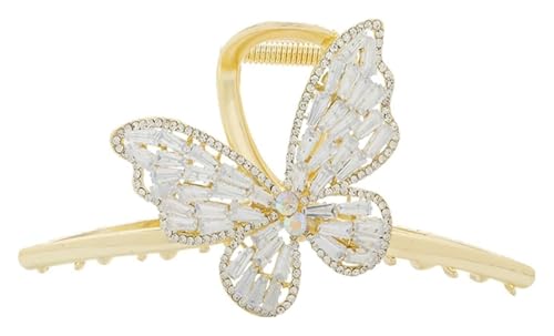 KrallenclipHaarspangen Damen Schmetterling Haarklammern Große Perlenkristall Krallenklammern Haarklammern Strass Große Haarspangen for dickes/feines Haar Langes lockiges welliges Haar-Accessoire von MEMEM