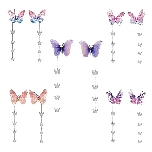 10 Stück Schmetterlings-Quasten-Haarspangen, Schmetterlings-Haarspangen für Kinder, abnehmbare Haarspangen-Zubehör, Schmetterlings-Quasten-Haar-Accessoires für Damen und Mädchen (bunt) von MEMOFYND