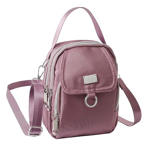 MEMOFYND 1 Stück Mini-Handtasche, Umhängetasche Mit Reißverschluss, Verstellbare Umhängetasche, Handytasche Mit Mehreren Gittern, Geeignet Für Reisen, Einkaufen, Damen Und Mädchen (Lila) von MEMOFYND