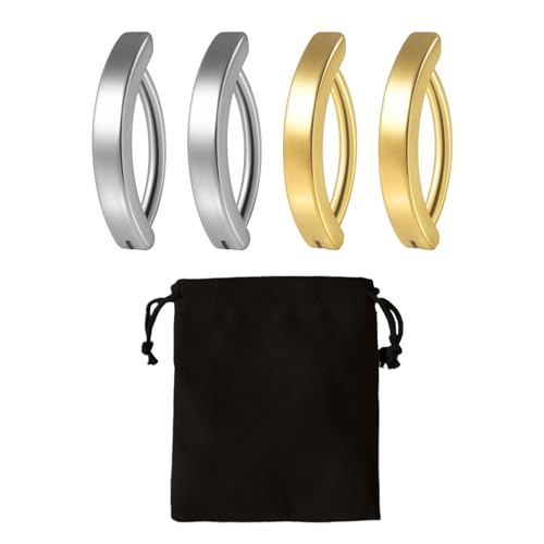 MEMOFYND 4 Bauchnabelringe Aus Edelstahl, 1 Schwarzer Samtbeutel, Umgekehrter Gebogener Ring, Clip Am Bauchnabelpiercing Für Mädchen Und Frauen, Bauchschmuck-Piercing-Set (Gold, Silber) von MEMOFYND
