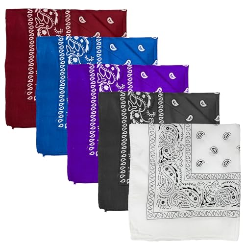 MEMOFYND 5 Stück Bandana, Multifunktionstuch, Baumwollschal, Tarnmuster, Herren-Gesichtsmaske, Damen-Stirnband, Quadratisches Taschentuch, Geeignet Für Partys, Sport von MEMOFYND