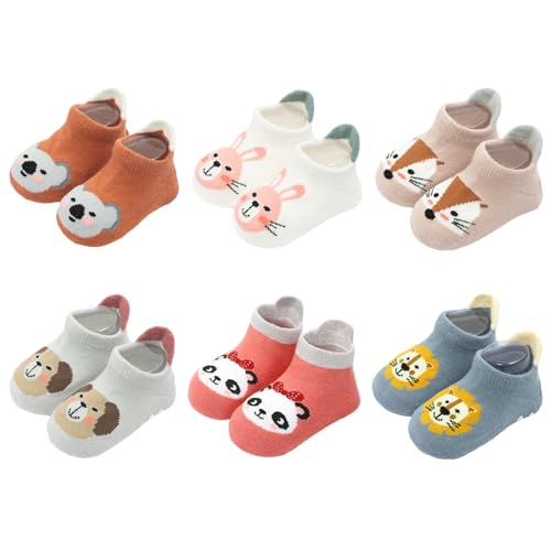 MEMOFYND 6 Paar rutschfeste Baby-Socken, Kleinkind-Griffsocken, Kinder-Bodensocken, Baby-Socken mit Griffen, Kleinkind-Slipper-Socken, Baby-Griffschlauchsocken von MEMOFYND