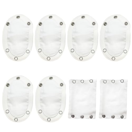 MEMOFYND 6 Stück ovaler Verlängerungsstoff mit 2 Stück quadratischem Verlängerungsstoff, aus Baumwollstoff, ärmelloser Overall, Innenmembran aus zweilagigem Material (weiß). von MEMOFYND