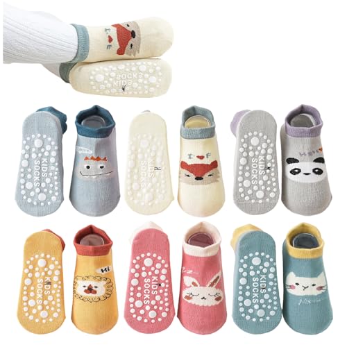 MEMOFYND 6 paar Cartoon-Bodensocken, Baumwoll-Thermozubehör, weiche rutschfeste Socken, süße kurze Socken, Kleinkindsocken, Unisex (geeignet für 1–3 Jahre) von MEMOFYND