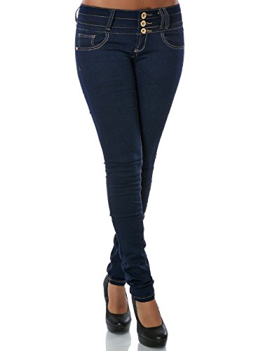 MEMZORO Damen Skinny Jeanshose Stretch Jeans Hosen High Waist Größe 36 Farbe Blau von MEMZORO