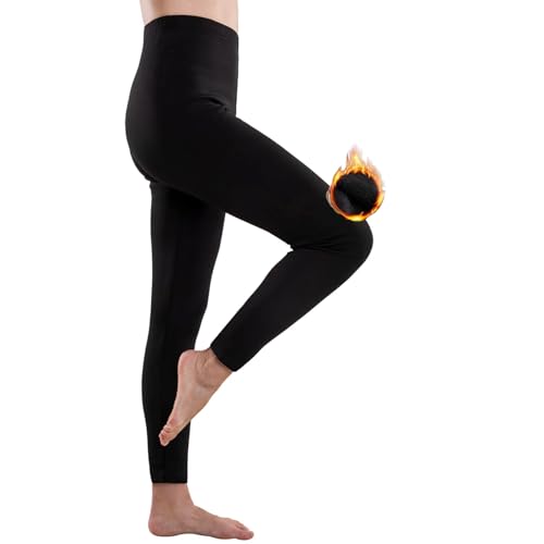 MEMZORO Damen Thermo Leggings Fleece gefüttert flauschig warm Elastische Hose Blickdicht Yogahosen für Alltag (DLMZ01, DE/NL/SE/PL, Alphanumerisch, L, XL, Regular, Regular) von MEMZORO