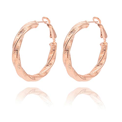 MENDOZZA Damen Creolen Twisted Style Designer Ohrringe Edelstahl Rosegold Ø 40 mm von MENDOZZA