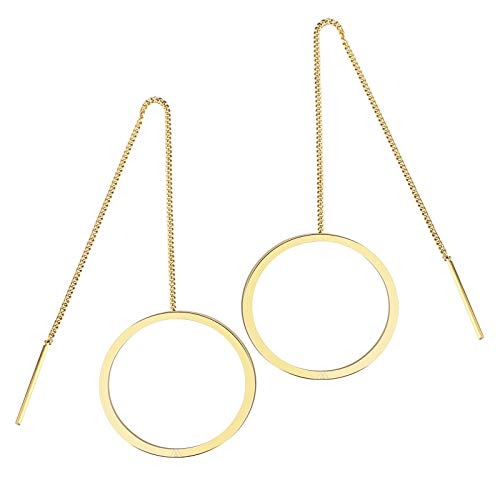 MENDOZZA Damen Geometrie Ohrhänger Kreis Edelstahl Pull-Trough Ohrringe Silber Gold Roségold (Gold) von MENDOZZA