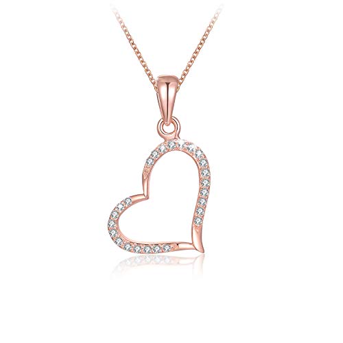 MENDOZZA Herz Kette 925er Sterling Silber Damen-Kette Herzchen Anhänger Rosegold 50 cm MENDOZZA Herz Kette 925er Sterling Silber Damen-Kette Herzchen Anhänger Rosegold 50 cm von MENDOZZA