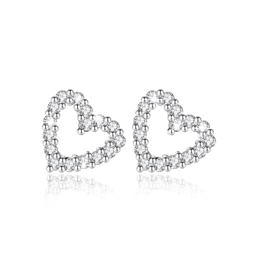 MENDOZZA Herz Ohrstecker Damen 925 Sterling-Silber Ohrringe Zirkonia-Stein Big Heart 15 mm Silber Rhodiniert von MENDOZZA