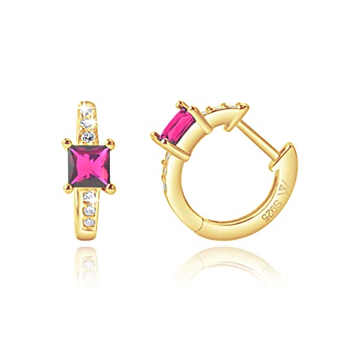 MENDOZZA Mini Creolen 925er Sterling Silber Hoops Zirkoniastein Pink-Gold 12mm von MENDOZZA