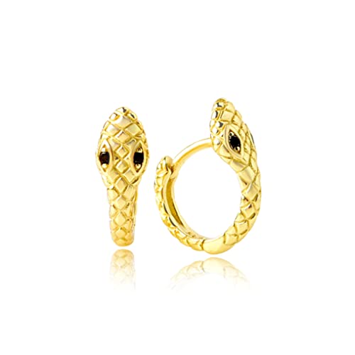 MENDOZZA Schlangen Creolen 925er Sterling Silber Damen Snake Hoops Silber Gold 11mm (11 mm, Gold) von MENDOZZA