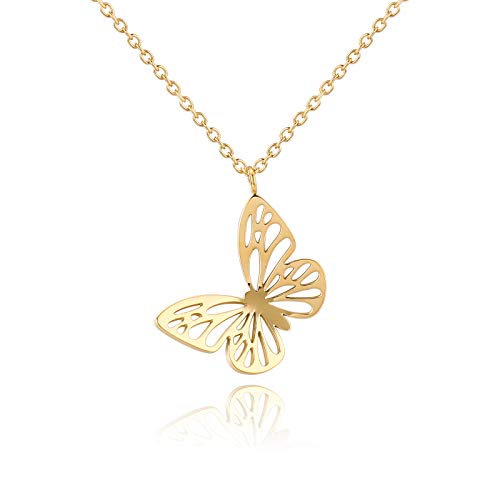 MENDOZZA Schmetterling Kette Damen Hals-Kette Edelstahl Schmuck Butterfly Anhänger Gold 46 cm MENDOZZA Schmetterling Kette Damen Hals-Kette Edelstahl Schmuck Butterfly Anhänger Gold 46 cm von MENDOZZA