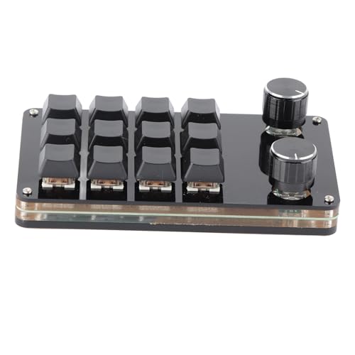 Makro Tastatur, Einhandtastatur, Roter Schalter, Makro Tastatur, Plug and Play, Ergonomische, Individuelle Knöpfe, USB Tastatur für Desktop PC (12 Tasten mit 2 Knöpfen) von MENDUNER
