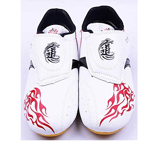MENG Taekwondo Schuhe, Atmungsaktiv Kampfsport Turnschuhe, Sport Boxen Kung Fu Taichi Leichte Schuhe for Erwachsene und Kinder (Color : White, Size : 37) von MENG