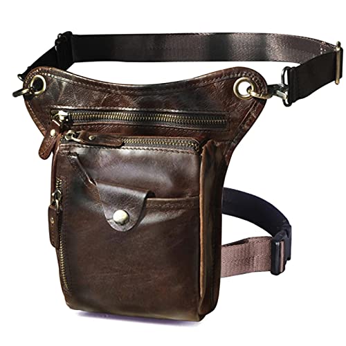 Dick Crazy Horse Leder Männer Design Casual Kaffee Klassische Umhängetasche Mode Reise Fanny Taille Gürtel Pack Beintasche von MENGDIYAQIAN