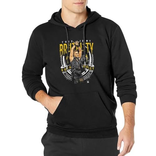 MENGJI Rhea Ripley Men's Hooded Superstars Rhea Ripley Brutality Wht Black XL von MENGJI