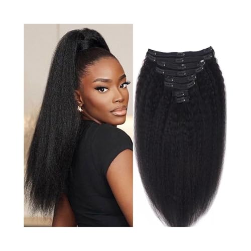 Clip-in-Haarverlängerungen Clip-in-Haarverlängerungen, Afro Kinky Straight Clip-in-Echthaarverlängerungen for Frauen, 10 Stück, 120 g, brasilianisches Remy-Haar, Clip-in-Haarverlängerungen for den gan von MENGLI-2024