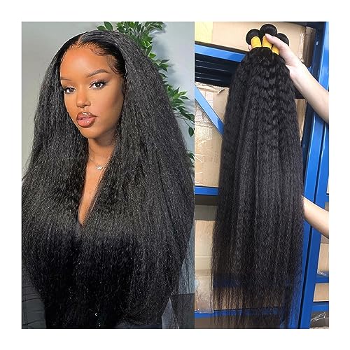 Echthaarbündel Gerade Brasilianische Haarwebart Bundles Rohes Menschliches Haar Bundles 12-30 Zoll Remy Extensions 1/3/ 4 Bundles for Frauen Haarwebbündel(10 10 10) von MENGLI-2024