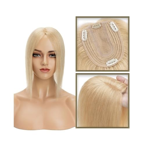 Haaraufsätze für Damen 6–18 Zoll Echthaar-Topper for Frauen, echtes Echthaar ohne Pony, 10 x 12 cm, Injektionsseidenbasis, Clip-in-Haarverlängerung, Haarteile for glattes Haar Haar-Topper-Clips(Natura von MENGLI-2024