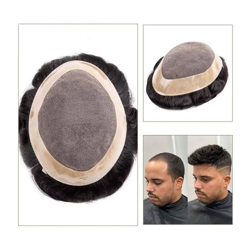 Herren-Toupet Haarersatzsystem for Herren, feine Monopoly-Beschichtung um Haarteile for Herren, indisches Menschenhaar, Toupet for Herren, atmungsaktive Kapillarprothese for Männer Perücken Toupet Haa von MENGLI-2024
