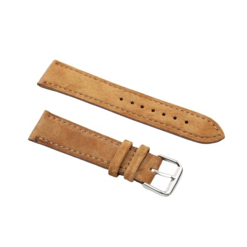 MENGKE Echtes Leder Wildleder Uhrenarmband Leder Retro Uhrenarmband 18mm 19mm 20mm 22mm Grau Blau Uhrenzubehör(Tan,19mm) von MENGXIU