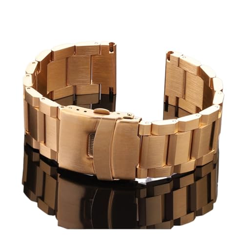 MENGKE Edelstahl Uhrenarmband Strap Frauen Männer Metall Armband Link Armband 18mm 20mm 22mm 24mm Zubehör Silber Rose Gold Schwarz(Gold,18mm) von MENGXIU