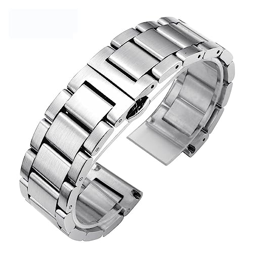MENGKE Massives Edelstahl-Armband 18 mm 20 mm 22 mm 24 mm Faltschließe mit Faltschließe for Herren aus Metall, Ersatzarmband, Uhrenarmband(Silver matte,22mm) von MENGXIU