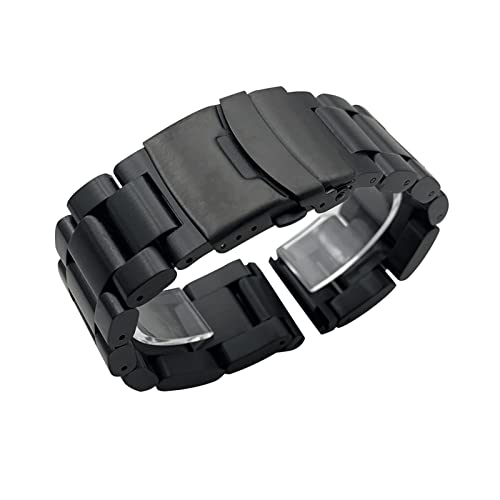 MENGKE Solide Verdickung 5,5 Mm 316L Edelstahl Uhrenarmbänder Silber 22 Mm 24 Mm 26 Mm Metall Uhrenarmband Armband Armbanduhren Armband(Black,24mm) von MENGXIU