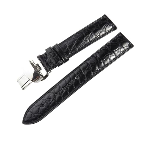 MENGXIU MENGKE Doppelseitiges Krokodilleder-Armband 18 Mm 19 Mm 20 Mm 21 Mm 22 Mm 23 Mm 24 Mm Luxus-Alligator-Uhrenarmbänder(Black Strap,16MM_WITHOUT BUCKLE) von MENGXIU