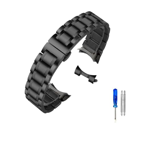 MENGXIU MENGKE Edelstahl-Armband Mit Gebogenem Ende, Kompatibel Mit Tissot 1853 T035 14/16/17/18/22/24 Mm Uhrenarmband Damen Herren Armband(Black-Curved,14mm) von MENGXIU